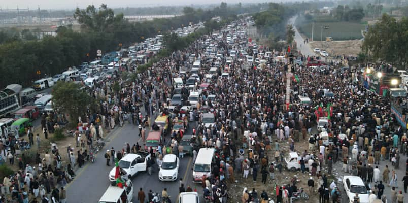 nationwide protest tens of thousands Imran Khan supporters marching Islamabad 