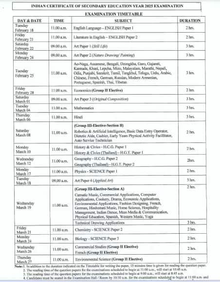 icse and isc exams 2025 date sheet released how to download ans