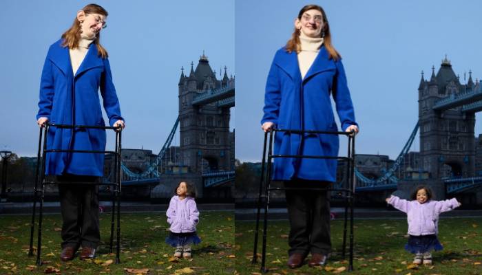 Rumeysa Gelgi and Jyoti Amge tallest and shortest women in the world meet for a tea 