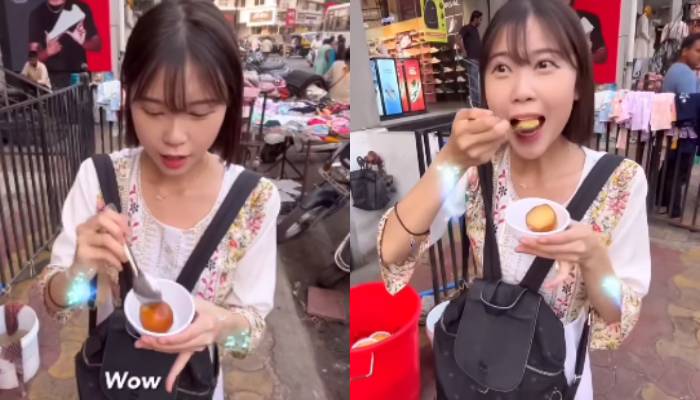 woman from koera enjoying Gulab Jamun for first time video went viral 