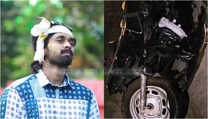 young man died after being seriously injured in a collision between a car and a scooter in Thrissur