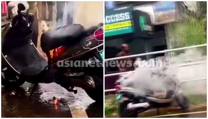 electric scooter catches fire while driving in malappuram latest news 