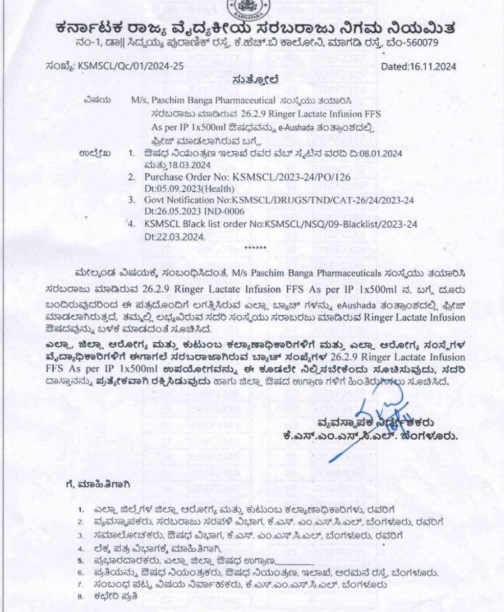 KSMSCL iv fluids reason for  Post Pregnancy Death In Bellary District Hospital san