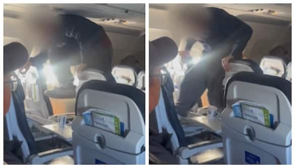 Video of young man kicking seat during flight goes viral 