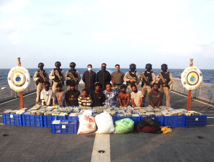Big success for Indian Navy: 500 kg of crystal meth seized in joint operation with SL Navy in Arabian Sea