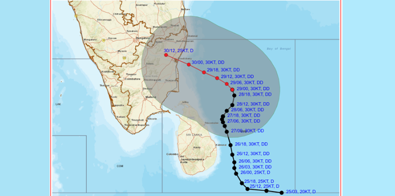 Deep Depression over Southwest Bay of Bengal Heavy Rain Prediction Schools and Colleges Shut in Some Districts in Tamil Nadu and Puducherry