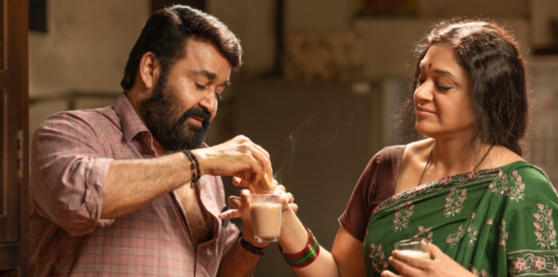 mohanlal share new update from thudarum movie shobana mohanlal combo