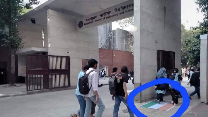 Indian flag painted at Bangladesh University 