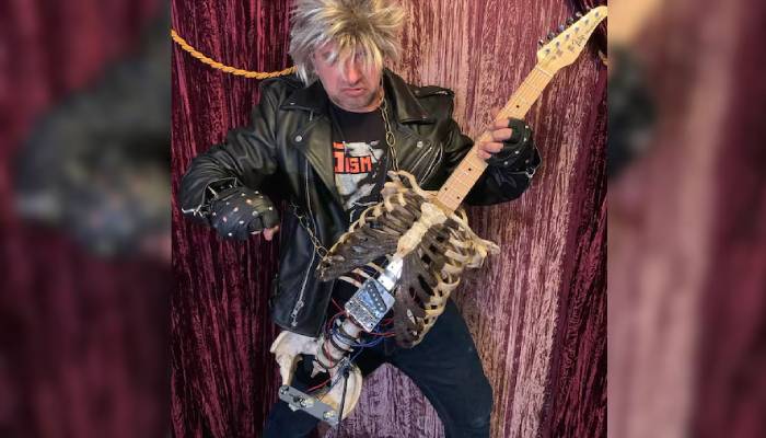 musician designs a guitar using his late uncles skeleton