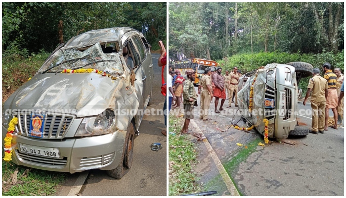 sabarimala latest news pilgrims vehicle met accident 4 injured 