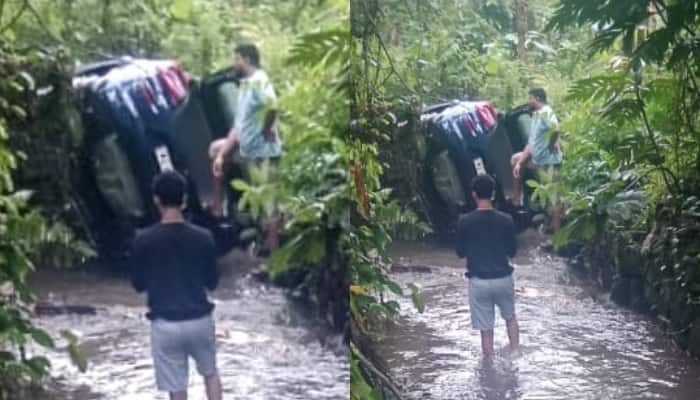 While returning from Munnar trip, car fell into the stream in pathanamthitta; Three people injured