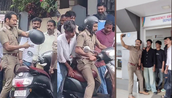 actor Shine Tom Chacko as a policeman Thinking it was real police checking,  youth sudden braked the scooter and fell on road in malappuram