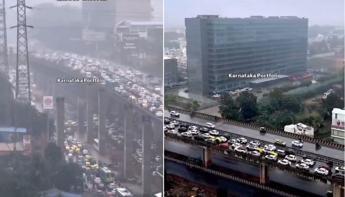 Cyclone Fengal aftermath: Massive traffic jam hits Bengaluru Airport road flyover as rain lashes city (WATCH) vkp