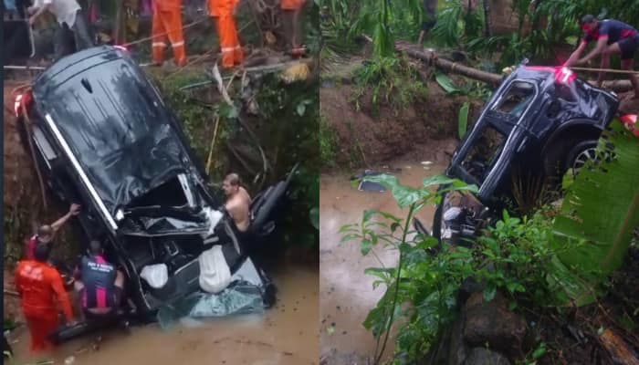 young man died after his car fell into a pond in Kannur while raining