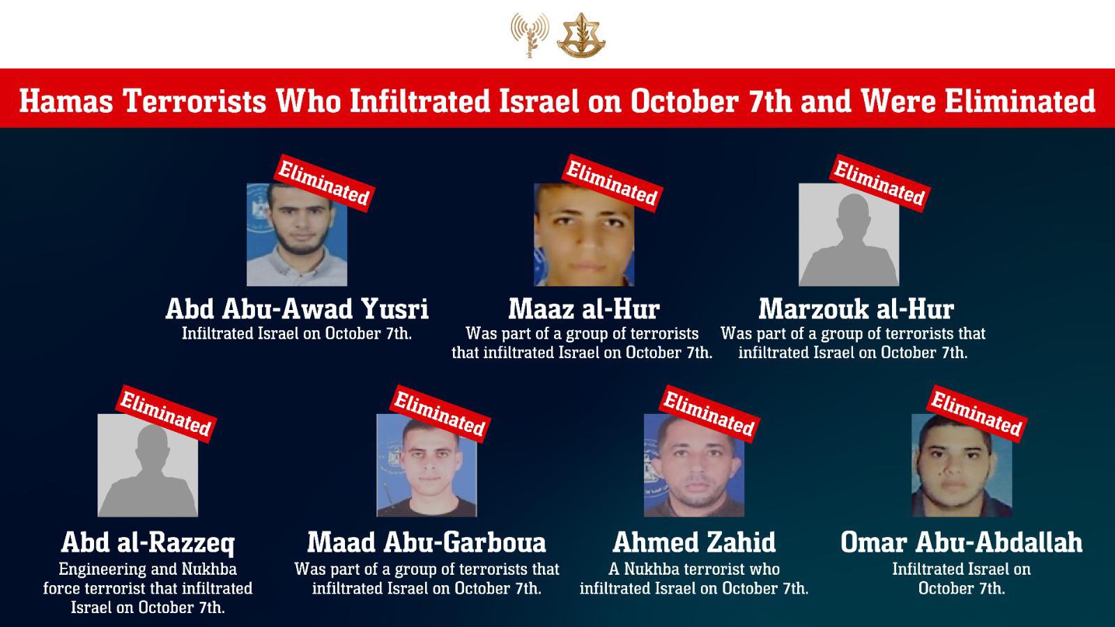 ELIMINATED Israel says 7 Hamas terrorists involved in October 7 massacre killed in central Gaza operations snt