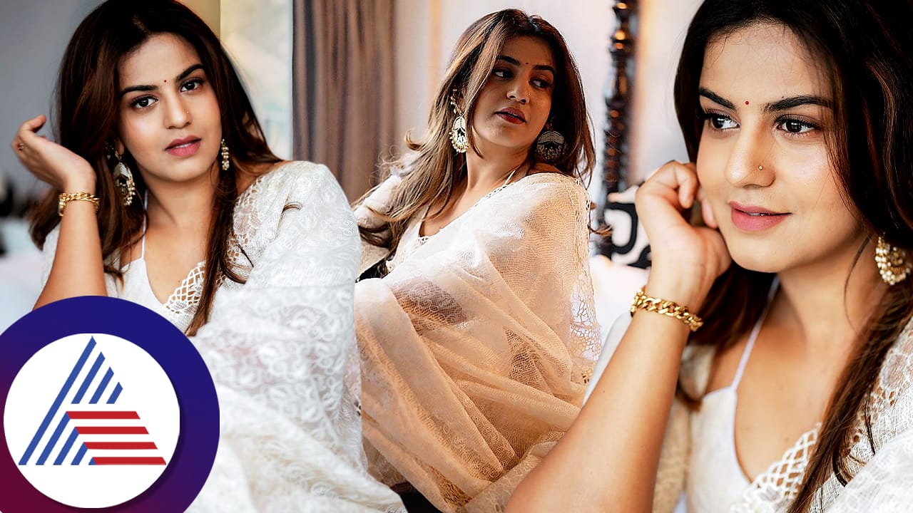 Namratha Gowda stuns in white net saree pav