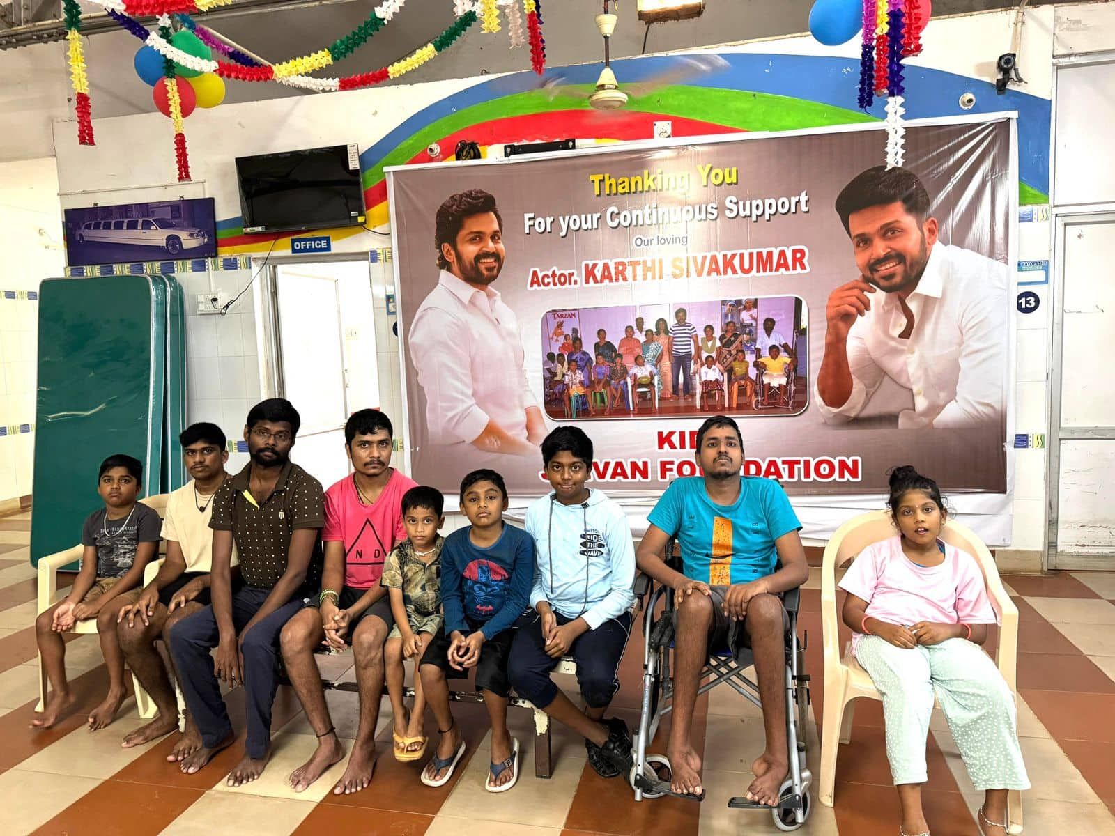 Actor Karthi Help to Myopathy Hospital Kids mma 