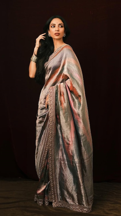 Pink and Grey Kanjeevaram Saree