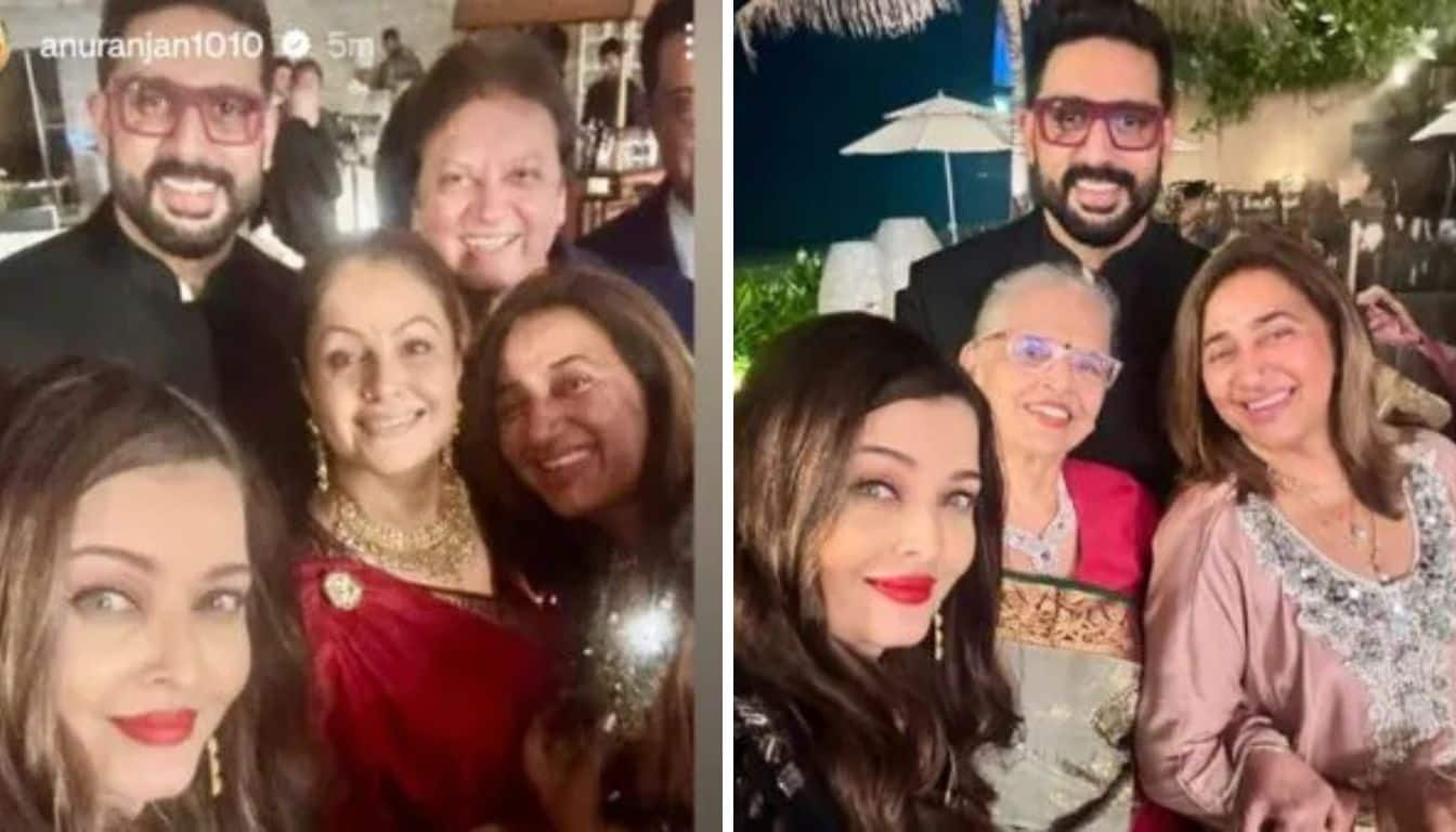 abhishek bachchan click selfie with mother in law and aishwarya rai roo