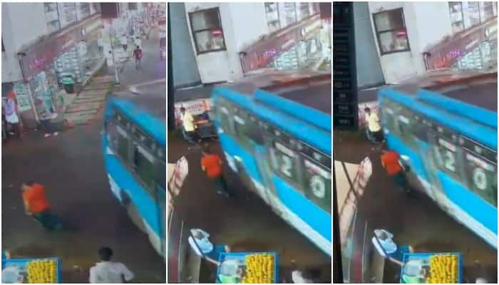 Accident in malappuram bus runs over pedestrian leg