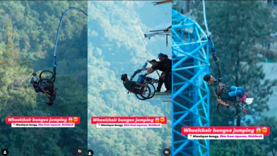 Viral Video Wheelchair bound Differently abled man does bungee jump