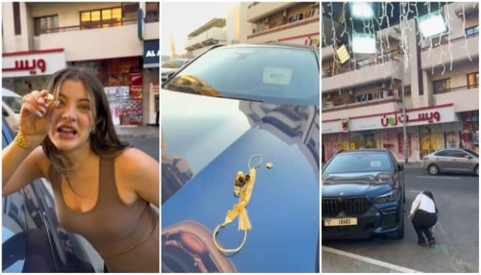 Woman tests the safety of city by placing gold ornaments openly on a car hood and watches 