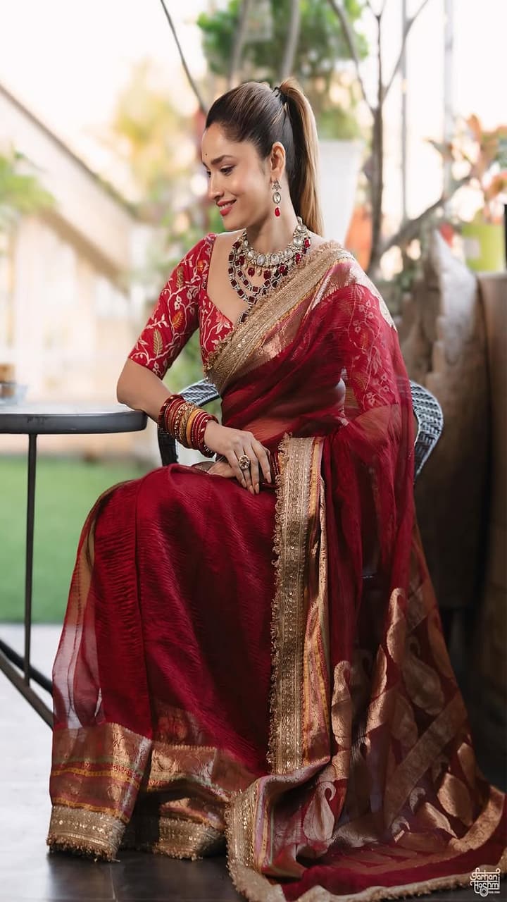 Ankita Lokhande Gotapatti Saree Look Recreate Wedding Season RBA