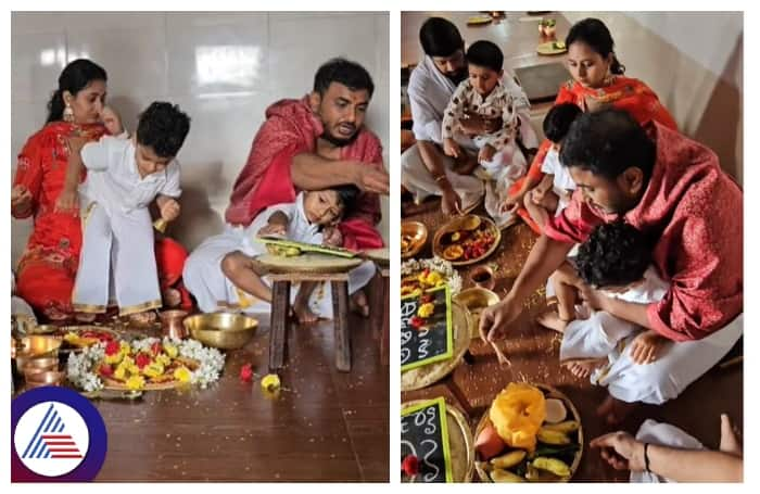 Sandalwood actress Amulya and Husband Jagadish chandra in Sringeri Sharadamba Temple srb