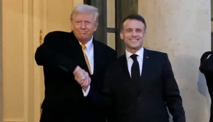 Viral video: Donald Trump greets Macron with intense 17-second handshake ahead of Notre Dame event (WATCH) gcw