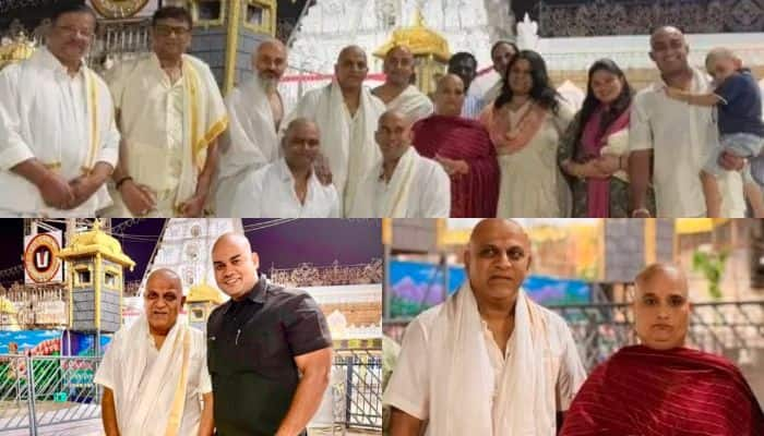 Shivarajkumar and family visit tirupati temple and shaves head mrq