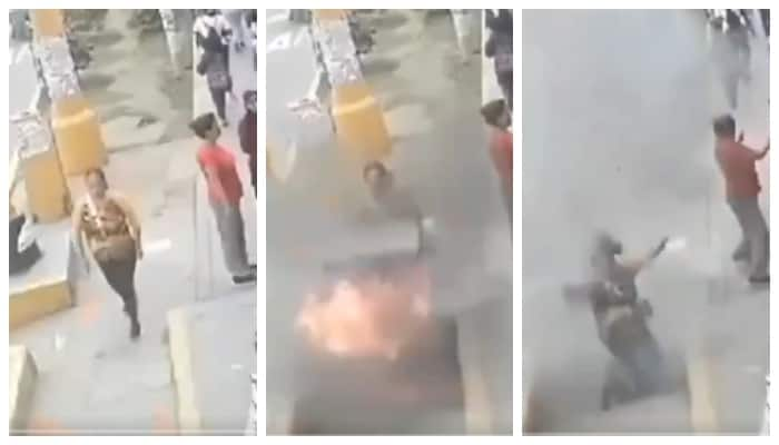 CCTV footage of the pedestrian falling down after the explosion went viral