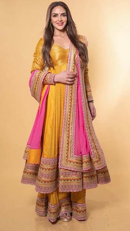 Zari Work Golden Anarkali Suit