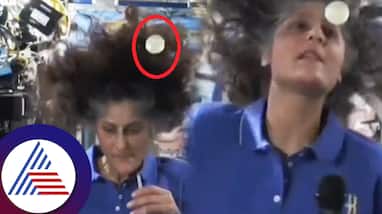 Sunita Williams demonstrates how astronauts drink liquids in zero gravity during virtual interaction suc Sunita Williams demonstrates how astronauts drink liquids in zero gravity during virtual interaction suc