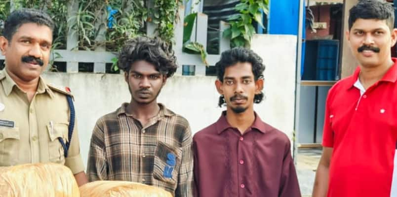 huge cannabis hunt in thrissur on the national highway Two youths  arrested with 13 kg of cannabis