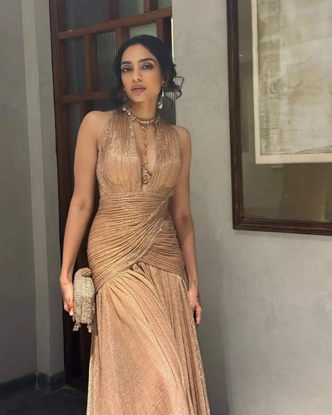 Shobhita Dhulipalas glamorous look at cocktail party after marriage