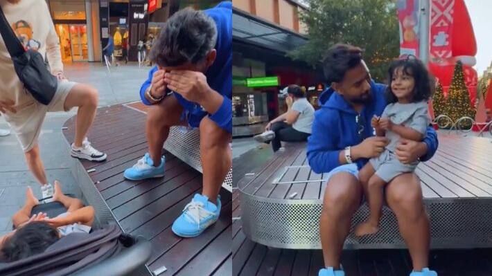 bgt 2024 rishabh pant spotted with a little girl in Adelaide watch full viral video 
