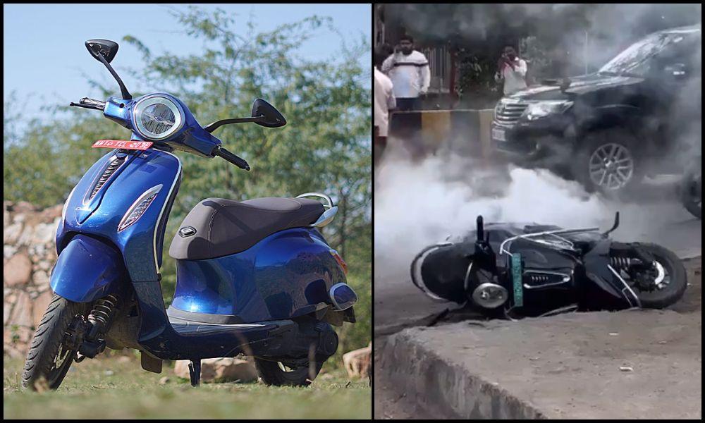 An accident video leaked after Rajiv Bajaj's words Chetak is 'Shola'; But Bajaj Auto said that it is not fire only smoke