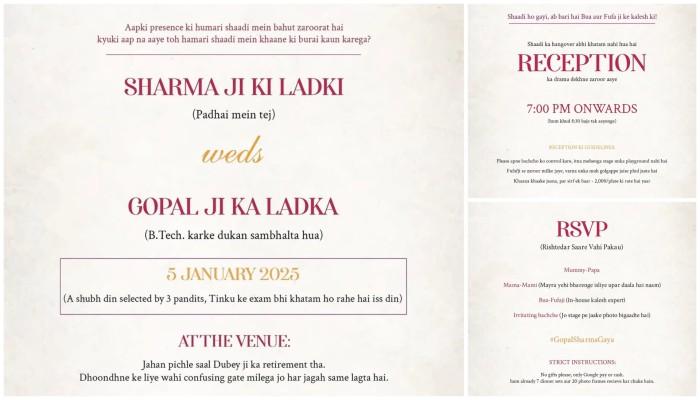 'Rs 2,000 ki plate, no gifts only Google pay & cash': Hilarious wedding invitation card takes internet by storm shk