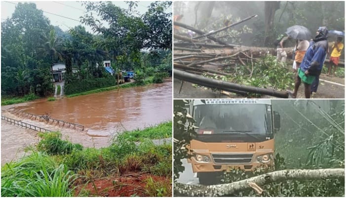 heavy rain at various places in Idukki high range as houses and shops flooded and traffic congestions reported