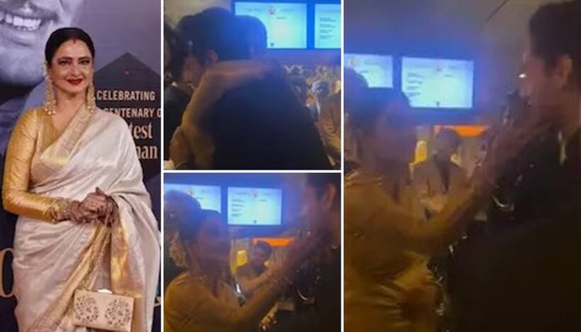 WATCH: Rekha hugs and kisses Amitabh Bachchan's grandson Agastya Nanda; video goes viral