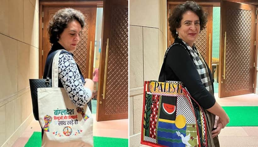 Priyanka Gandhi doubles down with 'Bangladesh bag', day after Palestine row, Opposition MPs join (WATCH)