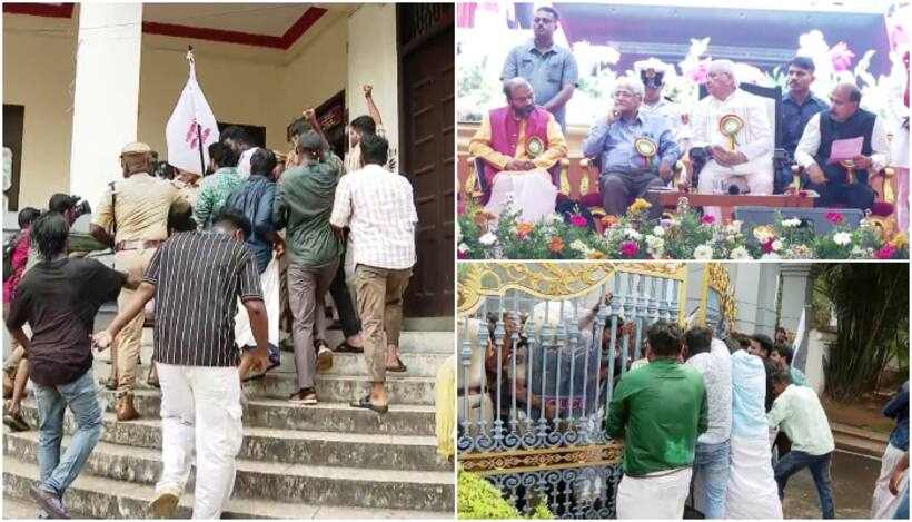 Clashes erupt as SFI protests against Governor Arif Mohammed Khan during his visit to Kerala University