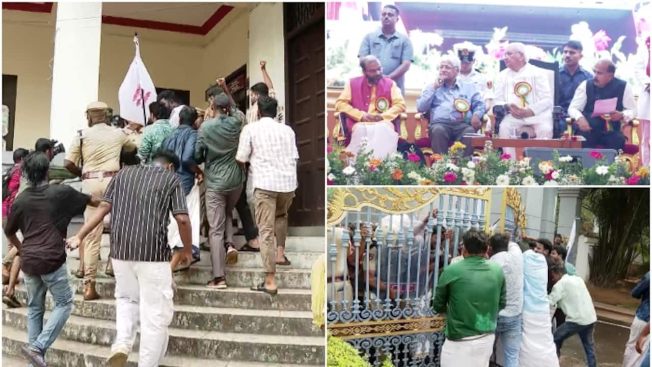 Clashes erupt as SFI protests against Governor Arif Mohammed Khan during his visit to Kerala University