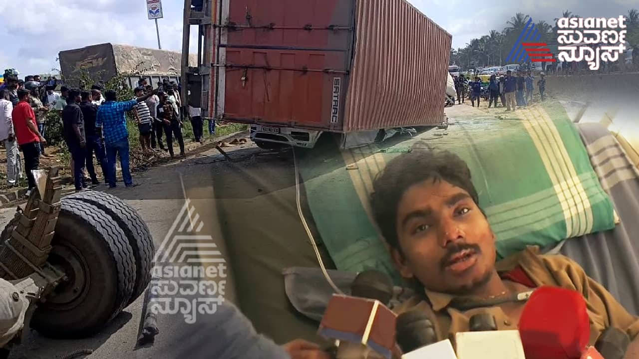 Nelamangala Accident container lorry Driver Arif on incident Chandram Yegapagol Death san