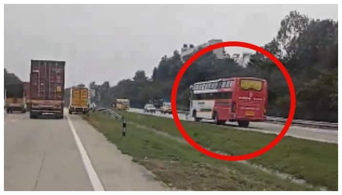 video of a high speeding bus on the opposite side of the road has gone viral 