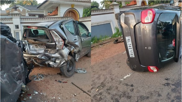 An out-of-control car hit the back of a parked car on the roadside; One woman died, one injured at kottayam mc road