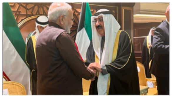 PM narendra Modi meets Kuwait Amir on the arabian gulf cup opening ceremony 