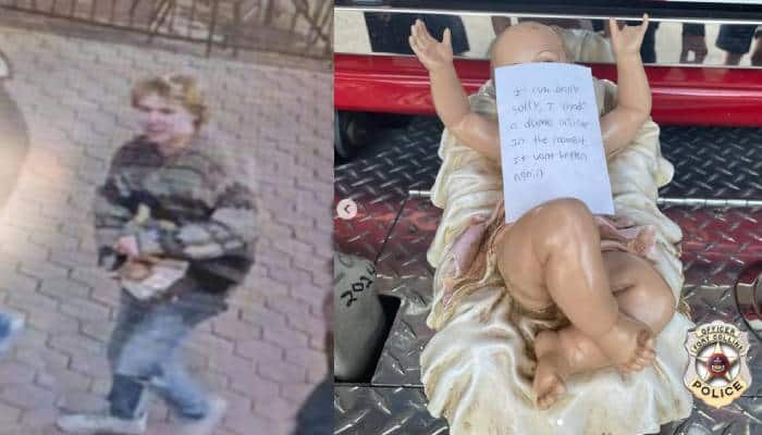 man return stolen baby Jesus and apology note in us 