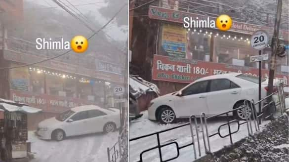 Shimla snowfall: Toyota sedan skids on Icy roads as tourists flood the city (WATCH) vkp