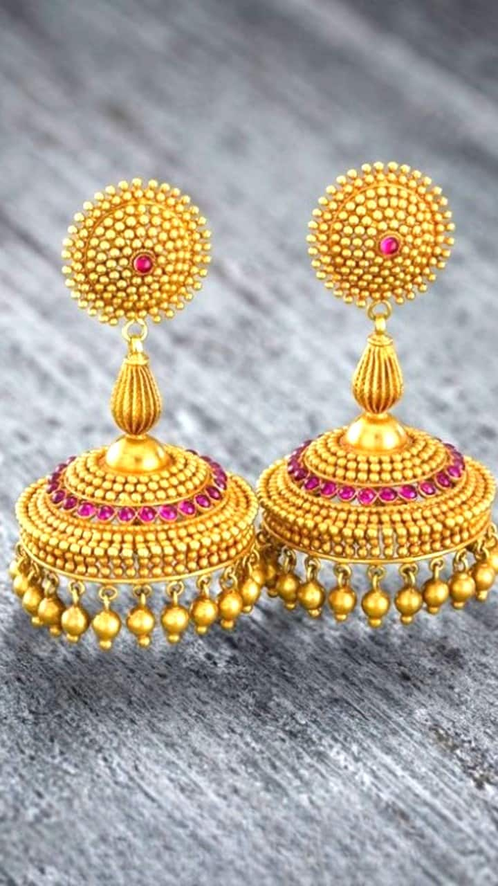 Gold Jhumka Designs Latest Bridal Traditional Earrings mrq